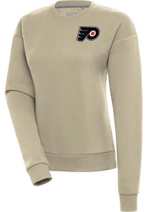 Antigua Philadelphia Flyers Womens Khaki Victory Crew Sweatshirt