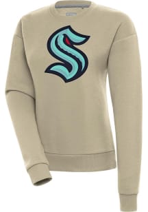Antigua Seattle Kraken Womens Khaki Victory Crew Sweatshirt