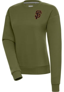 Antigua San Francisco Giants Womens Olive Victory Crew Sweatshirt