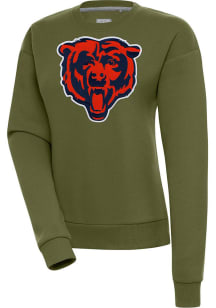 Antigua Chicago Bears Womens Olive Victory Crew Sweatshirt