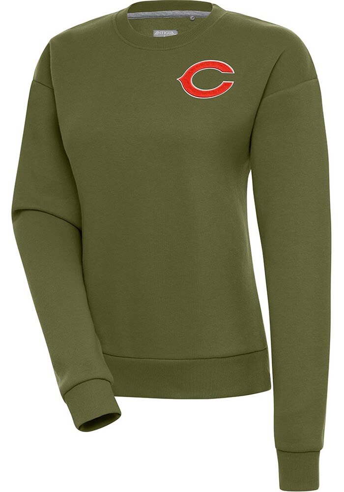 Antigua Chicago Bears Women's Olive Victory Crew Sweatshirt, Olive, 65% Cotton / 35% POLYESTER, Size M, Rally House