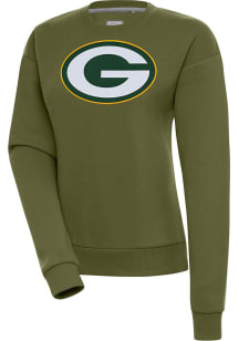 Antigua Green Bay Packers Womens Olive Victory Crew Sweatshirt