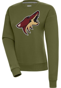 Antigua Arizona Coyotes Womens Olive Victory Crew Sweatshirt
