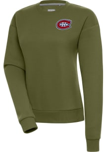 Antigua Montreal Canadiens Womens Olive Victory Crew Sweatshirt