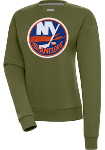 Antigua New York Islanders Womens Olive Victory Crew Sweatshirt