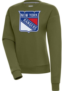 Antigua New York Rangers Womens Olive Victory Crew Sweatshirt
