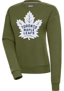 Antigua Toronto Maple Leafs Womens Olive Victory Crew Sweatshirt