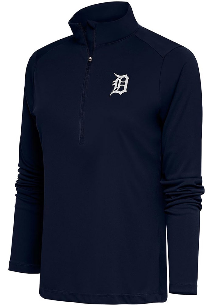 Antigua Detroit Tigers Navy Blue Metallic Logo Tribute Long Sleeve 1/4 Zip Pullover, Navy Blue, 100% POLYESTER, Size 3XL, Rally House