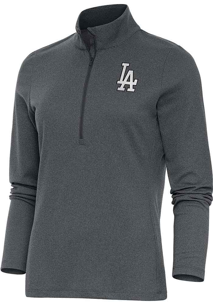 Antigua Los Angeles Dodgers Charcoal Metallic Logo Victory Long Sleeve Full Zip Jacket, Charcoal, 65% Cotton / 35% POLYESTER, Size L, Rally House