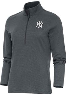 Antigua NY Yankees Womens Charcoal Metallic Logo Epic 1/4 Zip Pullover