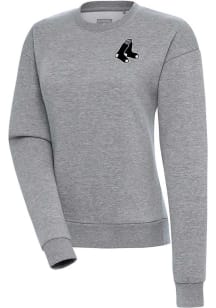 Antigua Boston Red Sox Womens Grey Metallic Logo Victory Crew Sweatshirt