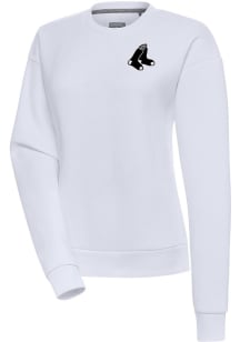 Antigua Boston Red Sox Womens White Metallic Logo Victory Crew Sweatshirt