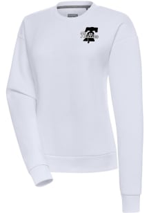 Antigua Philadelphia Phillies Womens White Metallic Logo Victory Crew Sweatshirt