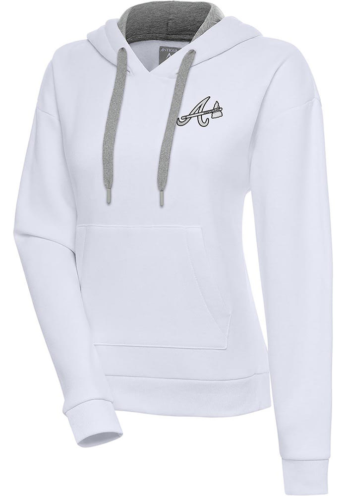 Atlanta Braves Antigua Victory Pullover Team Logo Hoodie - White