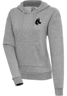 Antigua Boston Red Sox Womens Grey Metallic Logo Victory Hooded Sweatshirt