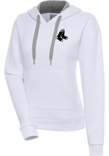 Antigua Boston Red Sox Womens White Metallic Logo Victory Hooded Sweatshirt