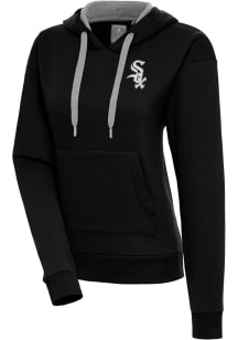 Antigua Chicago White Sox Womens Black Metallic Logo Victory Hooded Sweatshirt