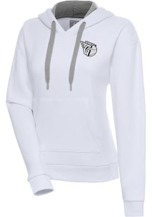 Antigua Cleveland Guardians Womens White Metallic Logo Victory Hooded Sweatshirt