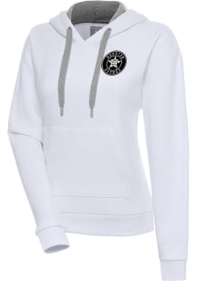 Antigua Houston Astros Womens White Metallic Logo Victory Hooded Sweatshirt