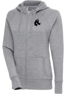 Antigua Boston Red Sox Womens Grey Metallic Logo Victory Long Sleeve Full Zip Jacket