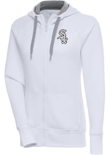 Antigua Chicago White Sox Womens White Metallic Logo Victory Long Sleeve Full Zip Jacket