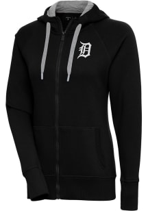 Antigua Detroit Tigers Womens Black Metallic Logo Victory Long Sleeve Full Zip Jacket