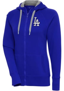 Antigua Los Angeles Dodgers Womens Blue Metallic Logo Victory Long Sleeve Full Zip Jacket