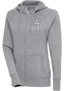 Antigua Los Angeles Dodgers Womens Grey Metallic Logo Victory Long Sleeve Full Zip Jacket