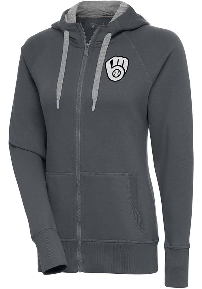 Women's Antigua Charcoal Las Vegas Raiders Victory Full-Zip Hoodie