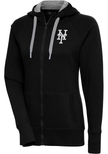 Antigua New York Mets Womens Black Metallic Logo Victory Long Sleeve Full Zip Jacket