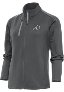 Antigua Atlanta Braves Womens Grey Metallic Logo Generation Light Weight Jacket