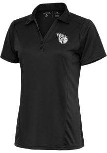 Antigua Cleveland Guardians Womens Grey Metallic Logo Tribute Short Sleeve Polo Shirt