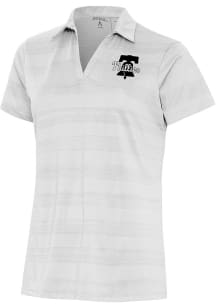 Antigua Philadelphia Phillies Womens White Metallic Logo Compass Short Sleeve Polo Shirt