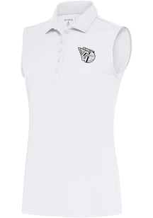 Antigua Cleveland Guardians Womens White Metallic Logo Tribute Polo Shirt