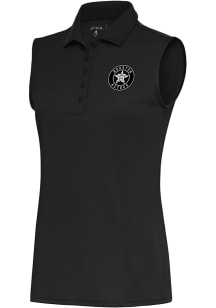 Antigua Houston Astros Womens Grey Metallic Logo Tribute Polo Shirt
