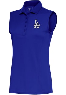 Antigua Los Angeles Dodgers Womens Blue Metallic Logo Tribute Polo Shirt