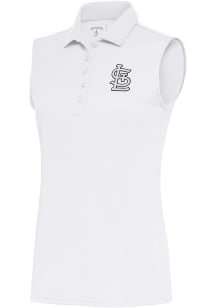 Antigua St Louis Cardinals Womens White Metallic Logo Tribute Polo Shirt