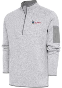 Antigua Frisco Rough Riders Mens Grey Fortune Long Sleeve 1/4 Zip Fashion Pullover