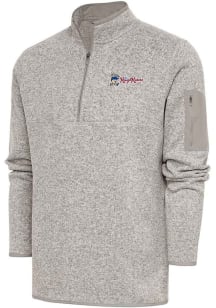Antigua Frisco Rough Riders Mens Oatmeal Fortune Long Sleeve 1/4 Zip Fashion Pullover