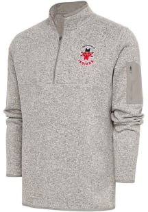 Antigua Indianapolis Indians Mens Oatmeal Fortune Long Sleeve 1/4 Zip Fashion Pullover