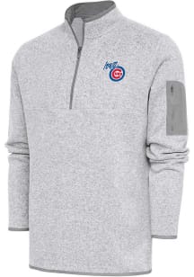 Antigua Iowa Cubs Mens Grey Fortune Long Sleeve 1/4 Zip Fashion Pullover