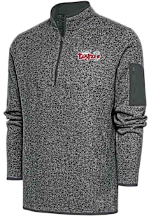 Antigua Lansing Lugnuts Mens Grey Fortune Long Sleeve Qtr Zip Fashion Pullover