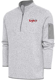 Antigua Lansing Lugnuts Mens Grey Fortune Long Sleeve Qtr Zip Fashion Pullover