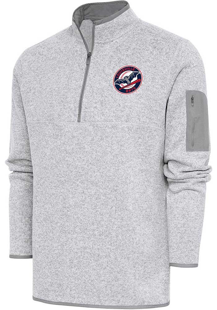 Antigua Louisville Bats Women's Grey Fortune 1/4 Zip Pullover, Grey, 100% POLYESTER, Size S, Rally House