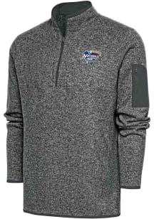 Antigua  Mens Grey Fortune Long Sleeve Qtr Zip Fashion Pullover