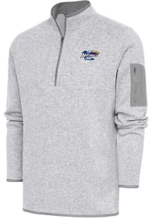 Antigua  Mens Grey Fortune Long Sleeve Qtr Zip Fashion Pullover