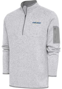 Antigua Omaha Storm Chasers Mens Grey Fortune Long Sleeve 1/4 Zip Fashion Pullover