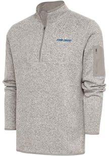 Antigua Omaha Storm Chasers Mens Oatmeal Fortune Long Sleeve 1/4 Zip Fashion Pullover