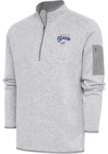 Antigua Reading Fightin Phils Mens Grey Fortune Long Sleeve 1/4 Zip Fashion Pullover