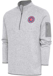 Antigua South Bend Cubs Mens Grey Fortune Long Sleeve 1/4 Zip Fashion Pullover